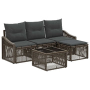 Set Divano da Giardino 5 pcs Grigio polyrattan