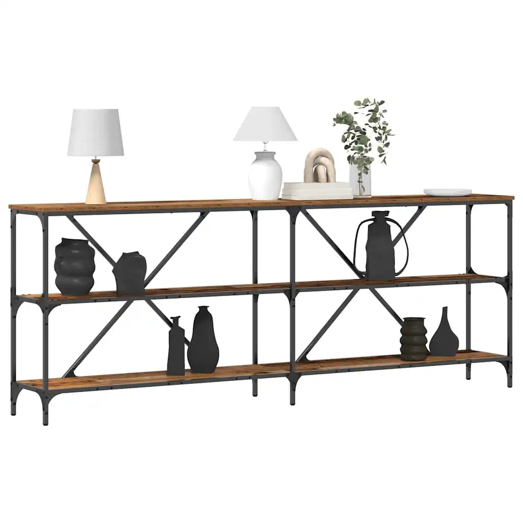 Tavolo consolle con lo scaffale Legno vecchio 200 x 30 x 75 cm 863445