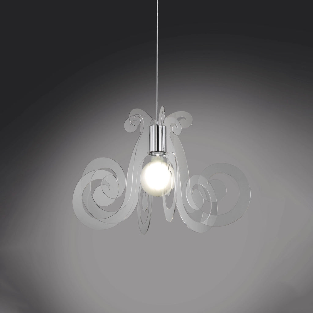 Sospensione Moderna Space Collection Polilux ® Trasp Metallo Cromo E27 D64Cm