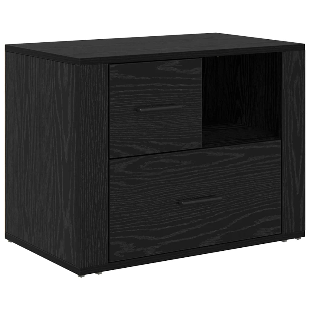 Comodino | Armadio da Notte | Mobiletto da notte Rovere Nero 35 x 60 x 50 cm Legno multistrato