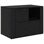 Comodino | Armadio da Notte | Mobiletto da notte Rovere Nero 35 x 60 x 50 cm Legno multistrato