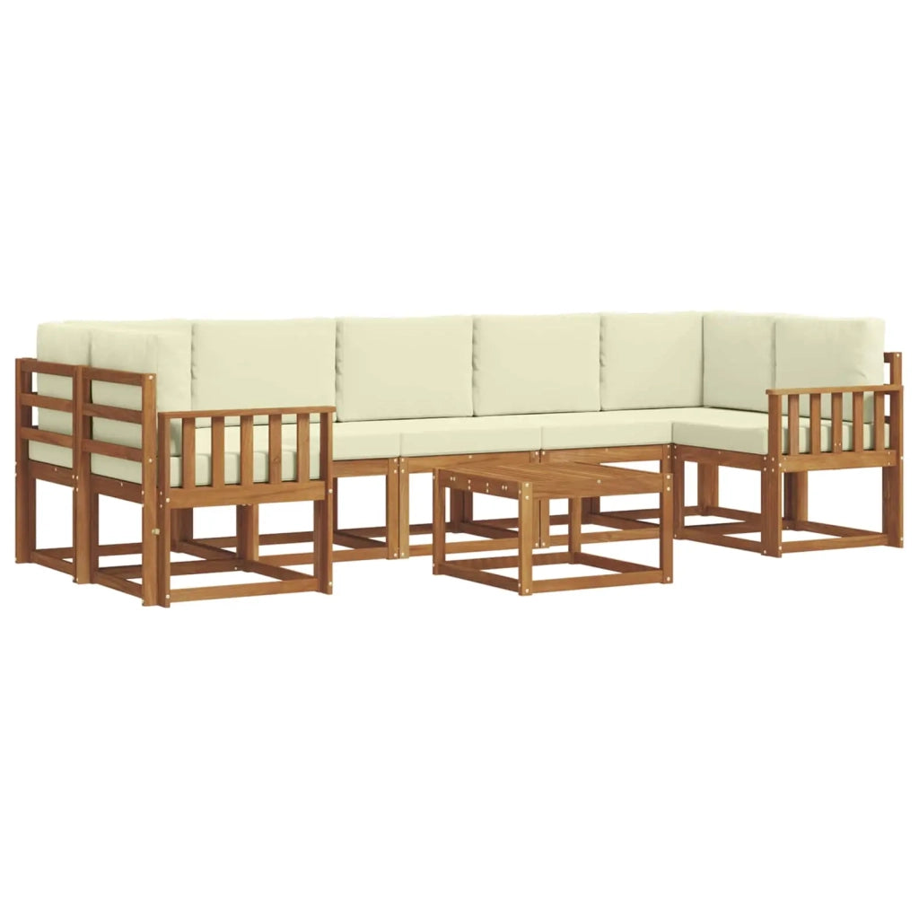 Set di divani da esterno con cuscino 8 pcs Naturale e Crema
