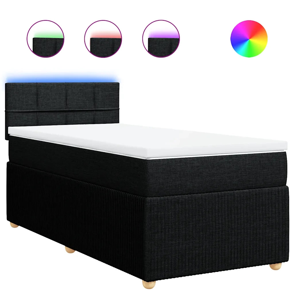 Giroletto a Molle con Materasso Nero 90x200 cm in Tessuto