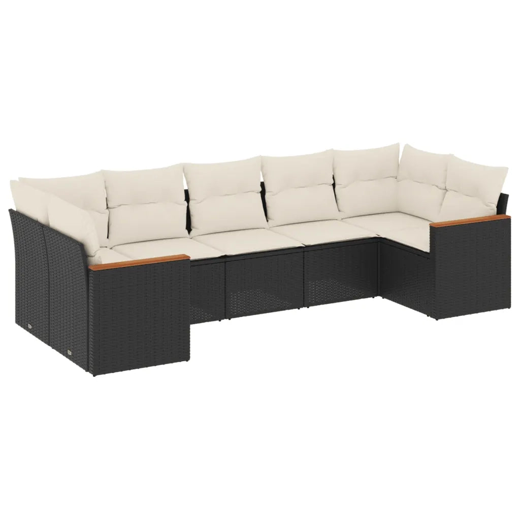 Set Divani da Giardino con Cuscini 7pz Nero Polyrattan 3226266