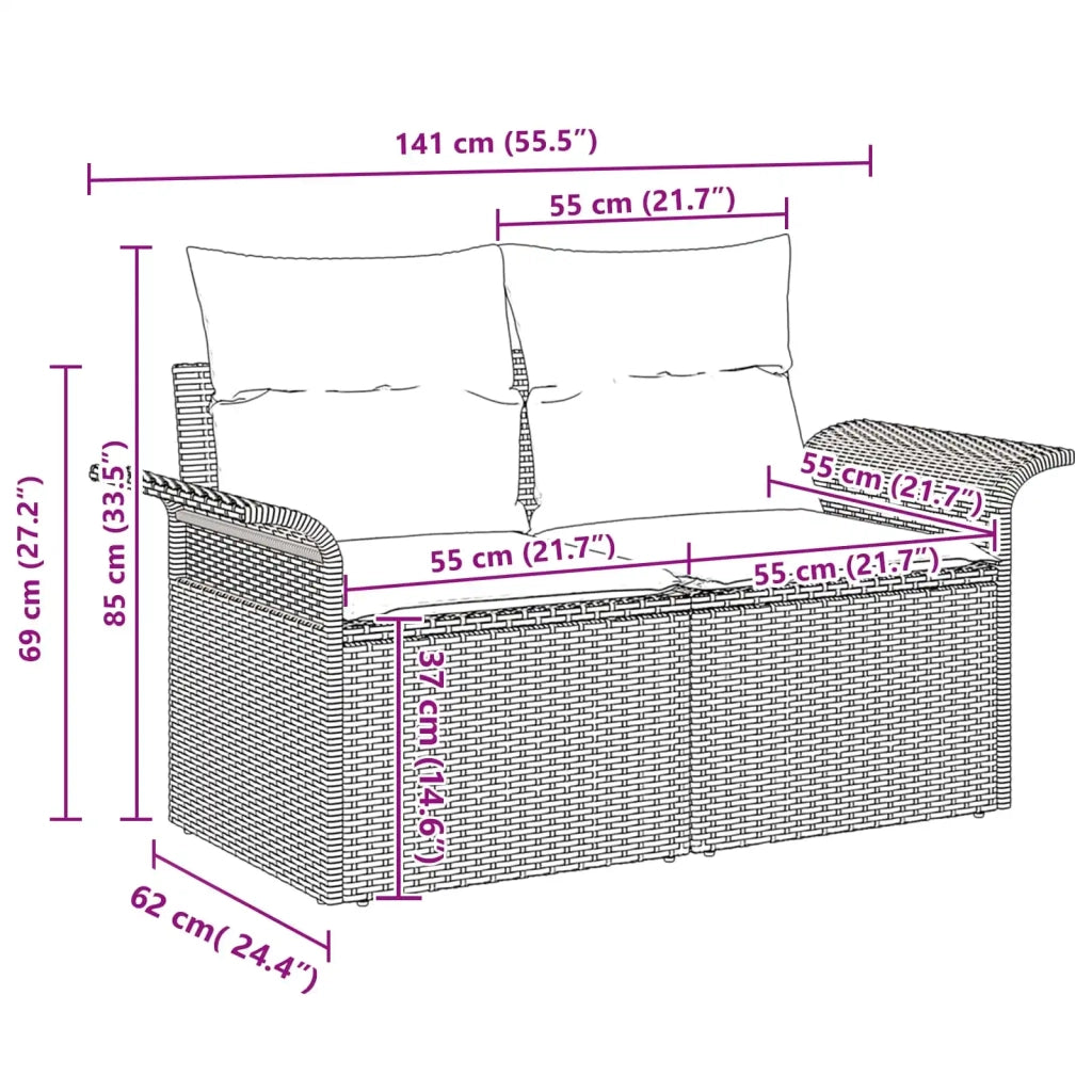 Set Divano da Giardino con cuscino 5 pz | Set Salotto da Giardino Marrone polyrattan