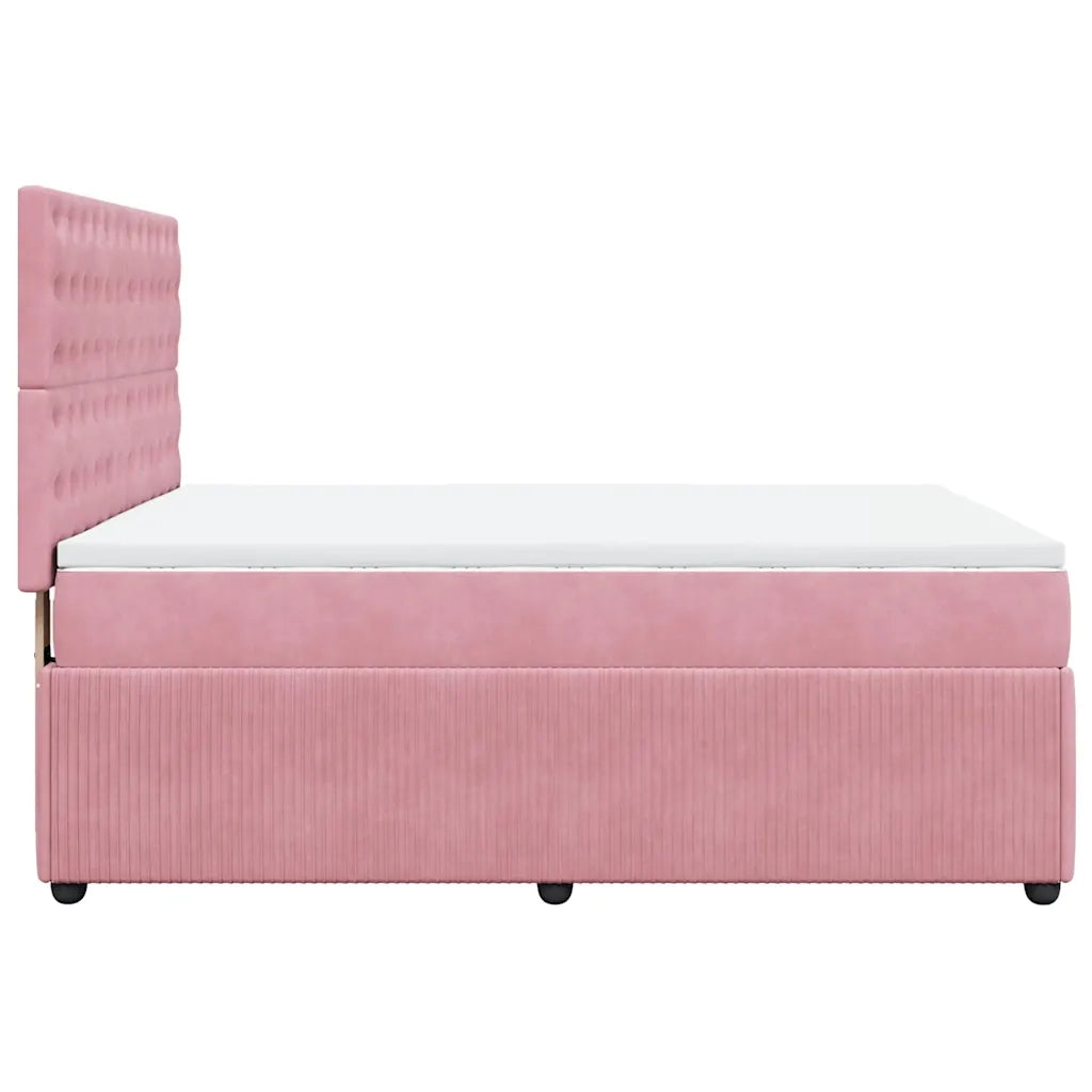 Giroletto a Molle con Materasso Rosa 160x200 cm in Velluto