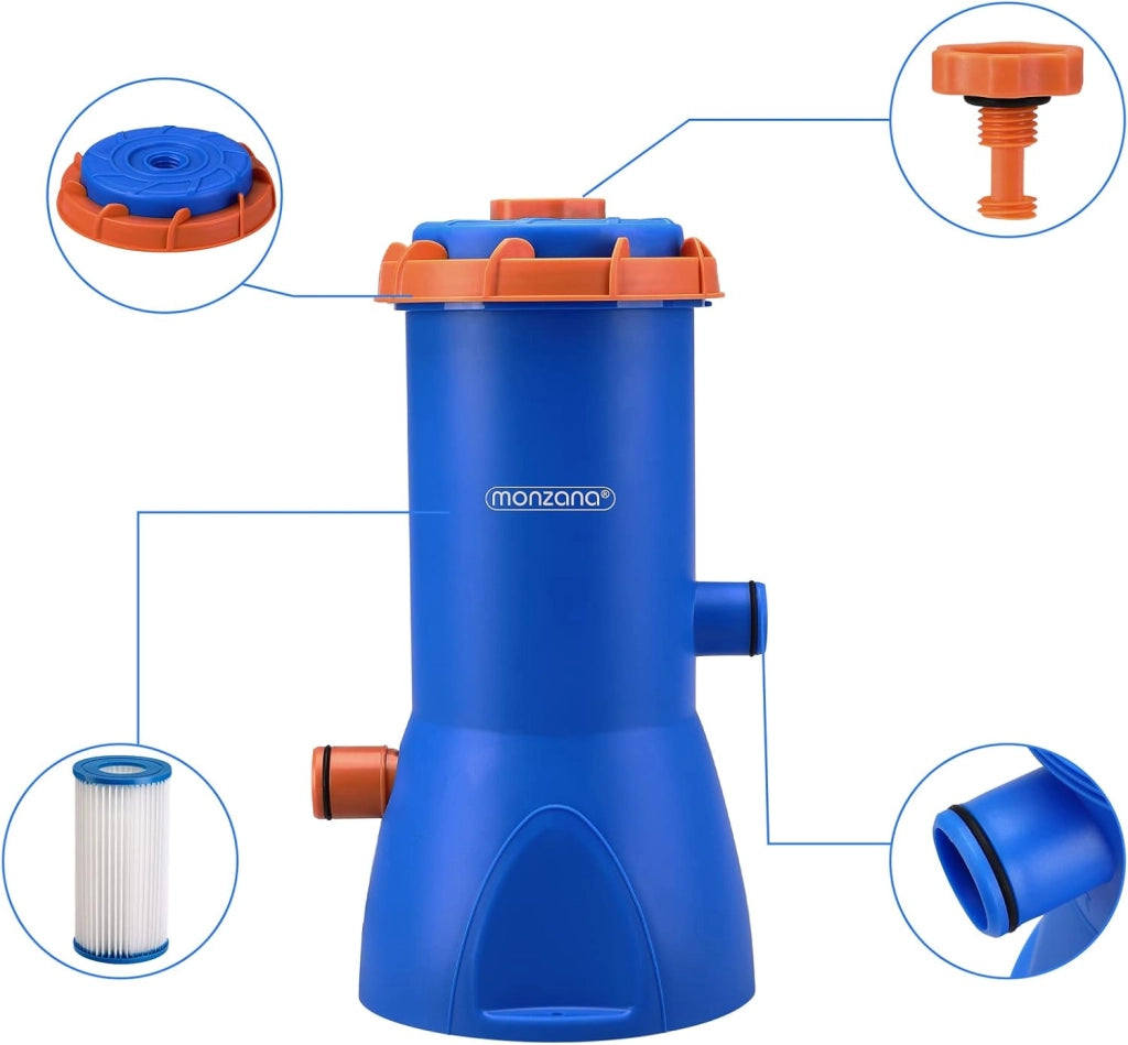 Sistema di Filtraggio a Cartuccia MZP90 Portata 3800L/h 90 W Pompa Filtro per Piscina