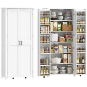 Mobile Cucina Moderno: Ruote. 2 Ante. 14 Scomparti. Colore Bianco.