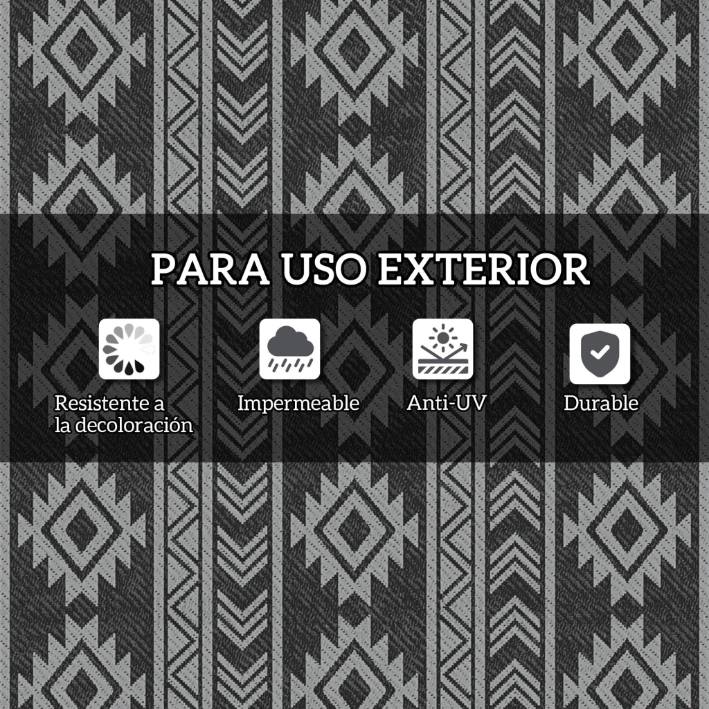 Tappeto Esterno Reversibile Impermeabile Anti-UV ¨C Zephmum ¨C 182x274 cm Nero Grigio