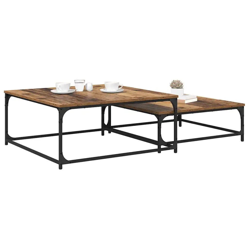 2 pz Tavolino da salotto | Tavolino da caff¨¨ | Tavolino da Soggiorno Legno vecchio Legno multistrato