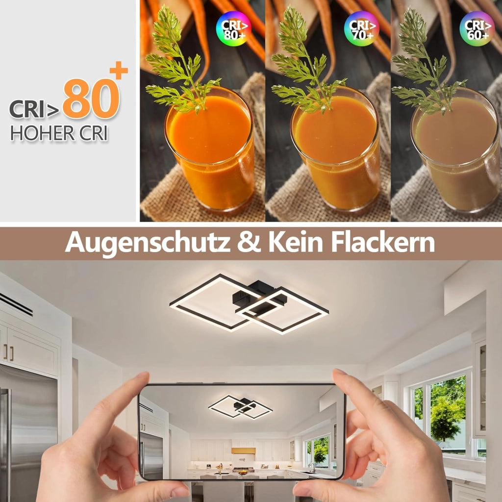 ZMH Plafoniera LED nera 20W 4000K moderna lampada da soffitto per soggiorno camera da letto corridoio ufficio