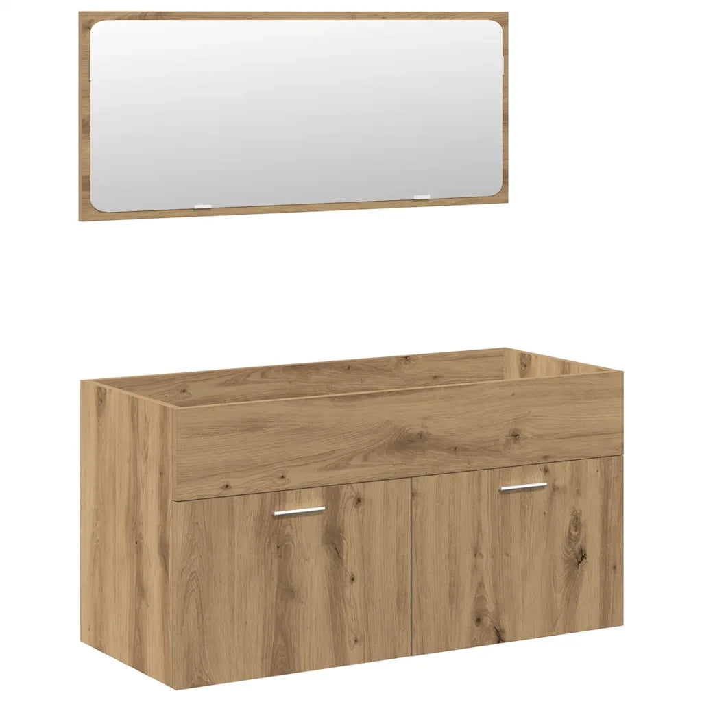 Set Mobili da Bagno 4 pz Rovere Artigianale Legno Multistrato 3328916