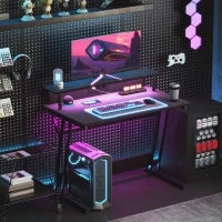 Scrivania Gaming con Luci LED e Supporto per Monitor, in Truciolato e Acciaio, 100x60x88.5 cm, Nero