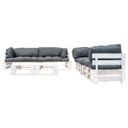 Set Divani da Giardino Pallet 6 pz con Cuscini Grigi in Legno 277405