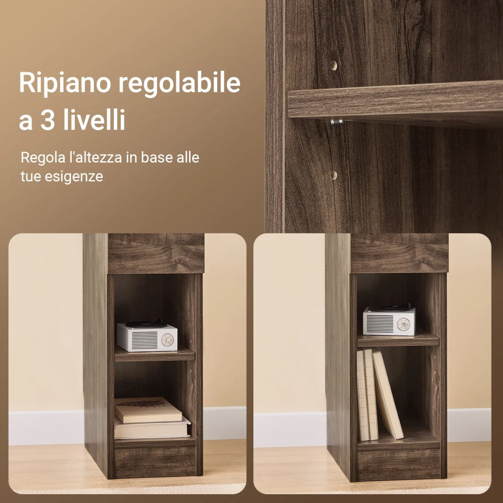 SoBuy Comodino Sottile comodino per camera da letto con cassetto e 2 ripiano comodini per camera da letto e soggiorno Tavolino divano Marrone L20 x P35 x A60 cm FBT111-SN