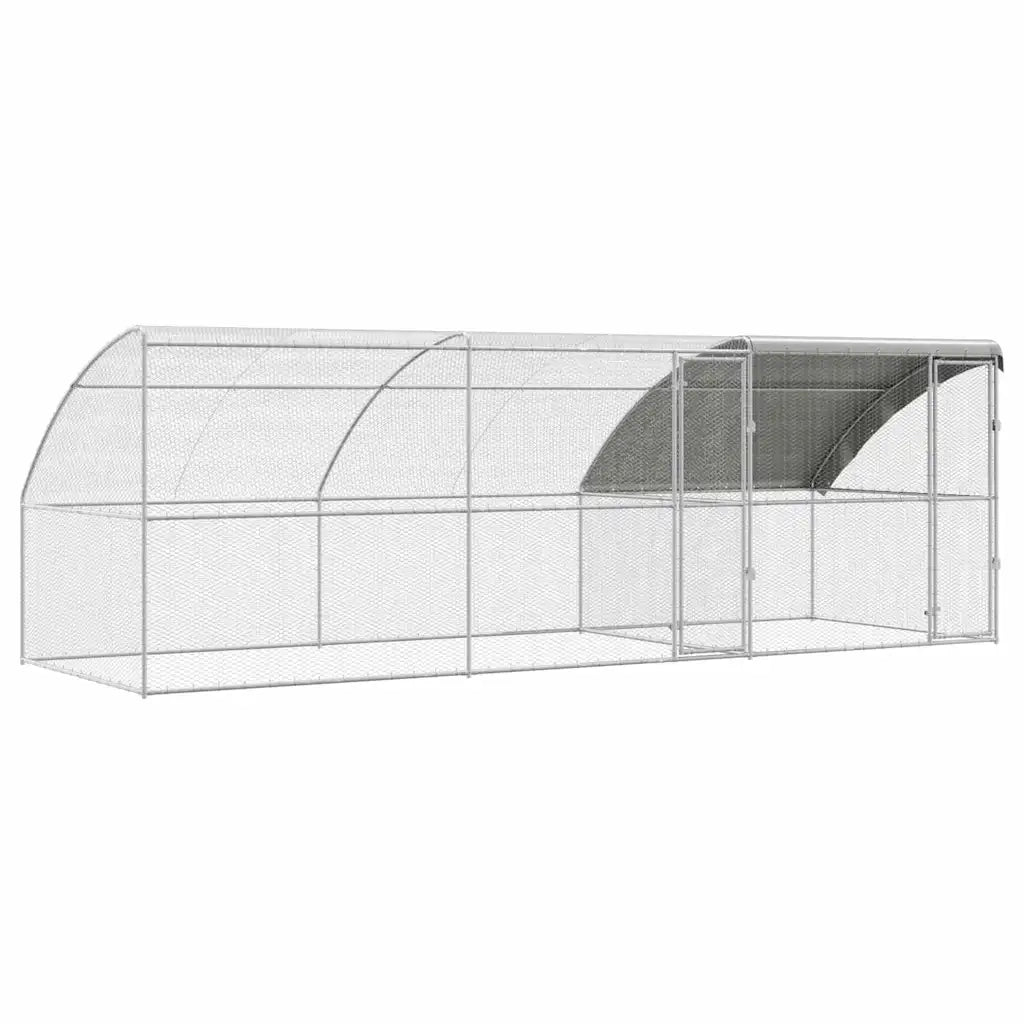 vidaXL Gabbia per polli Argento 600 x 200 x 198.5 cm Acciaio zincato
