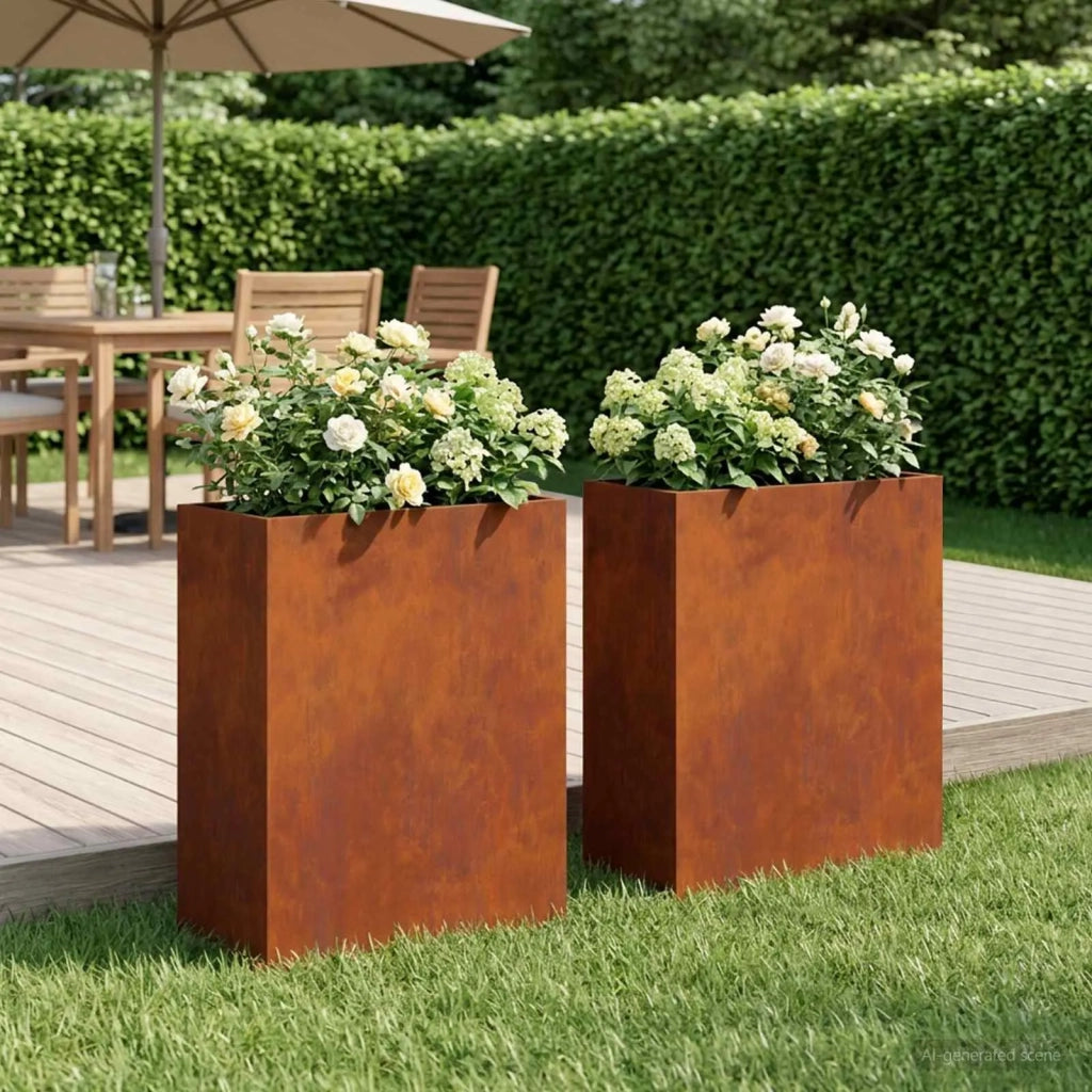 Vaso da giardino 2 pz Ruggine 40 x 20 x 40 cm Acciaio Corten 8005413