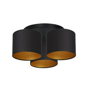 Plafoniera nera 3 paralumi oro Arden E27 15W Luminex