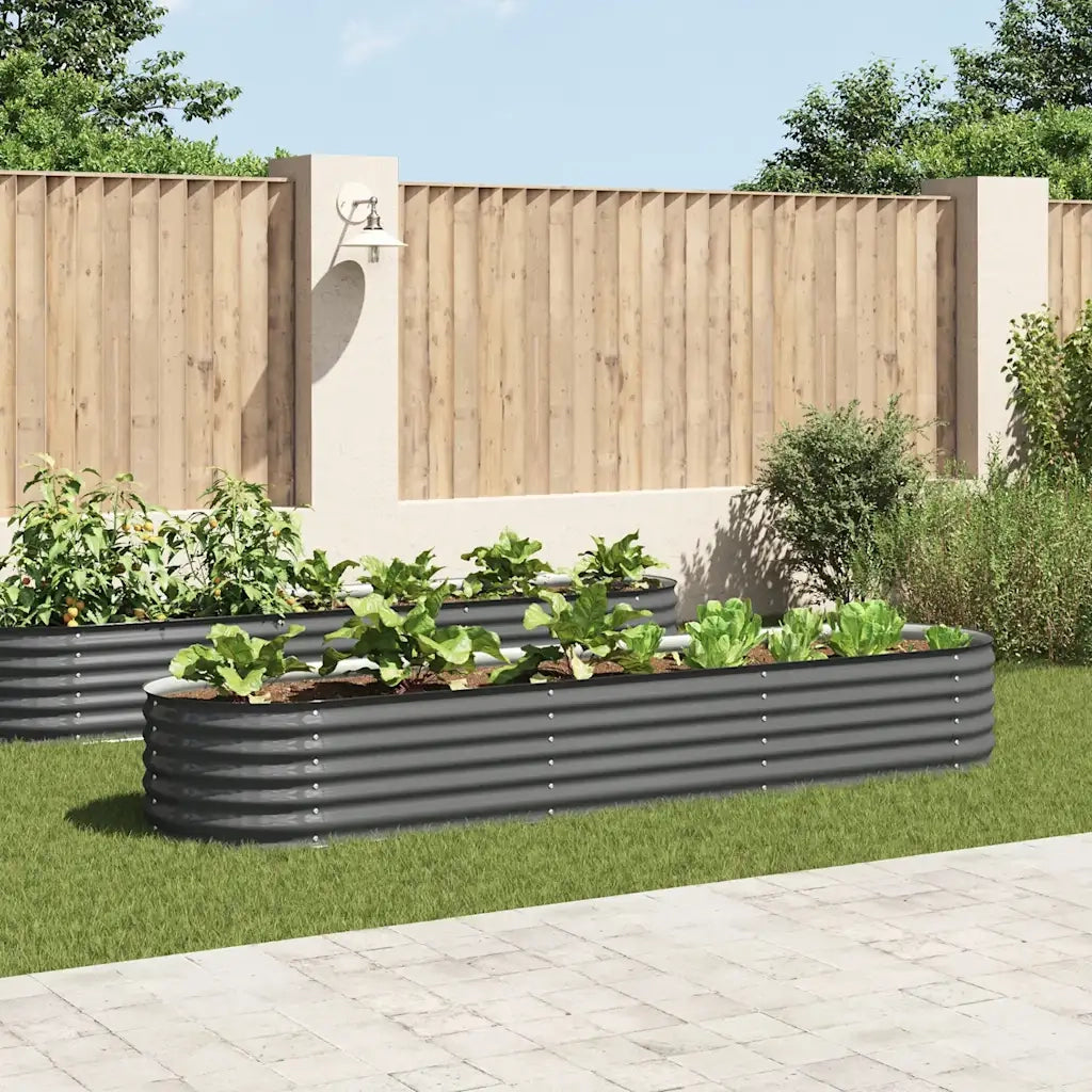 Letto Rialzato Giardino 320x80x44 cm in Acciaio Zincato Grigio 45527