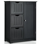Mobile contenitore con 3 cassetti e 1 anta 60 x 30 x 81 cm spazioso design classico in MDF nero 20_0018537