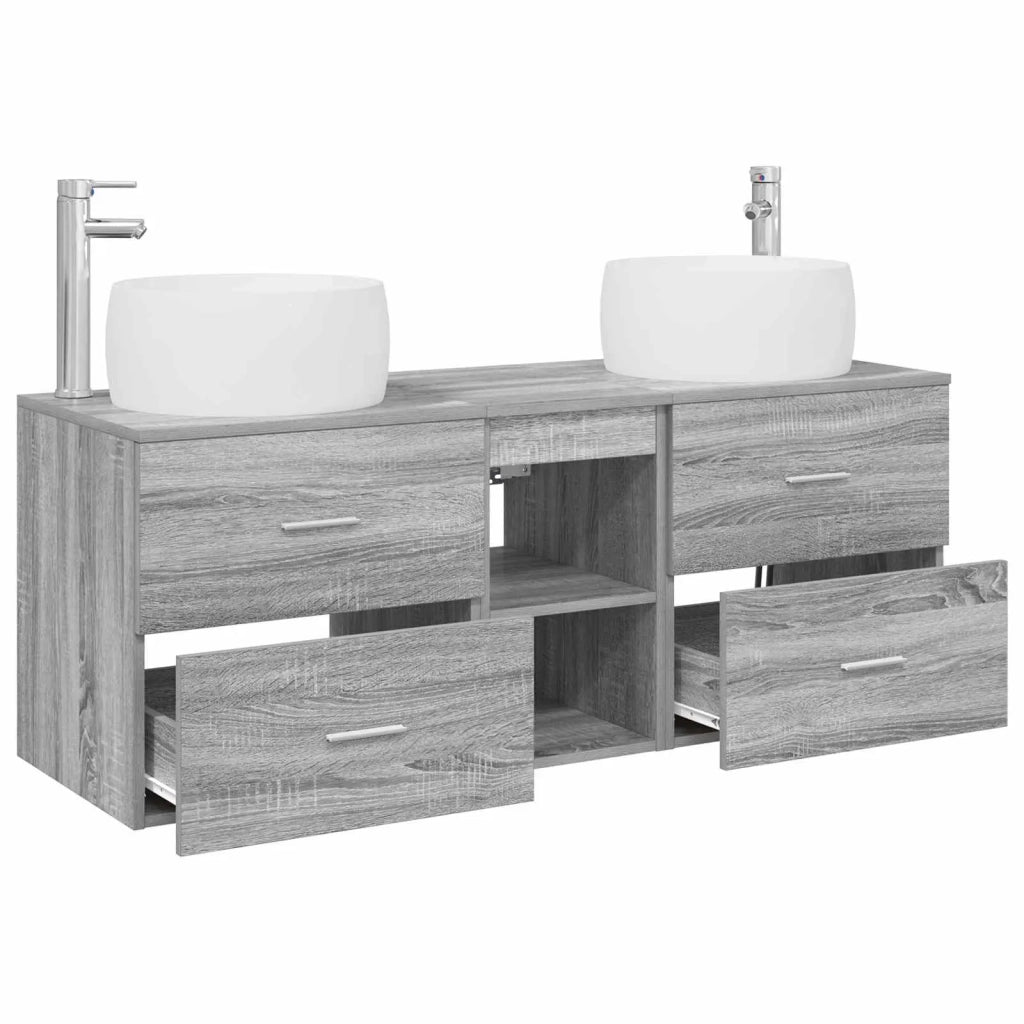 Set di mobili per il bagno 3 pz Sonoma grigio 3405928