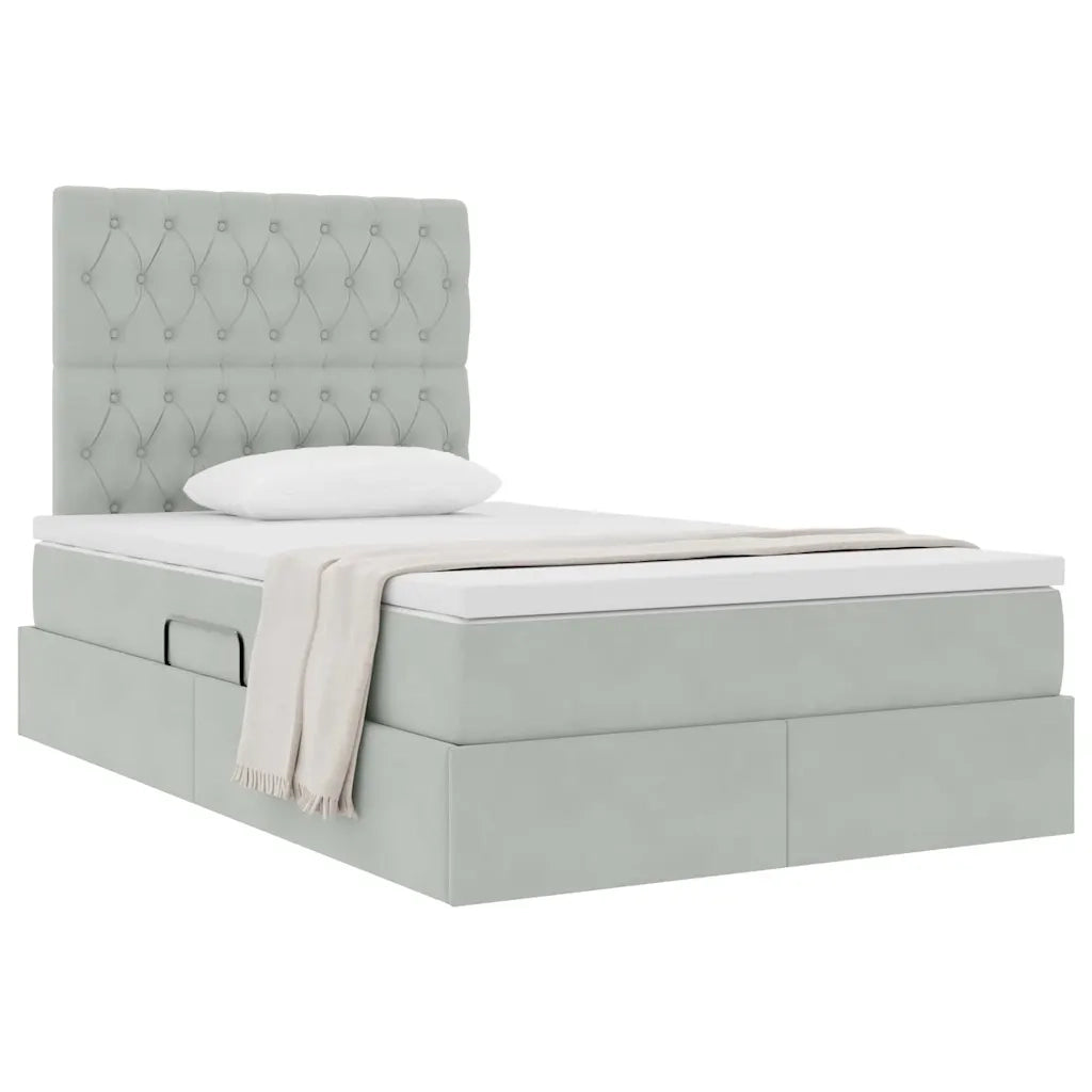 Letto con contenitore e materasso Grigio chiaro 120 x 190 cm