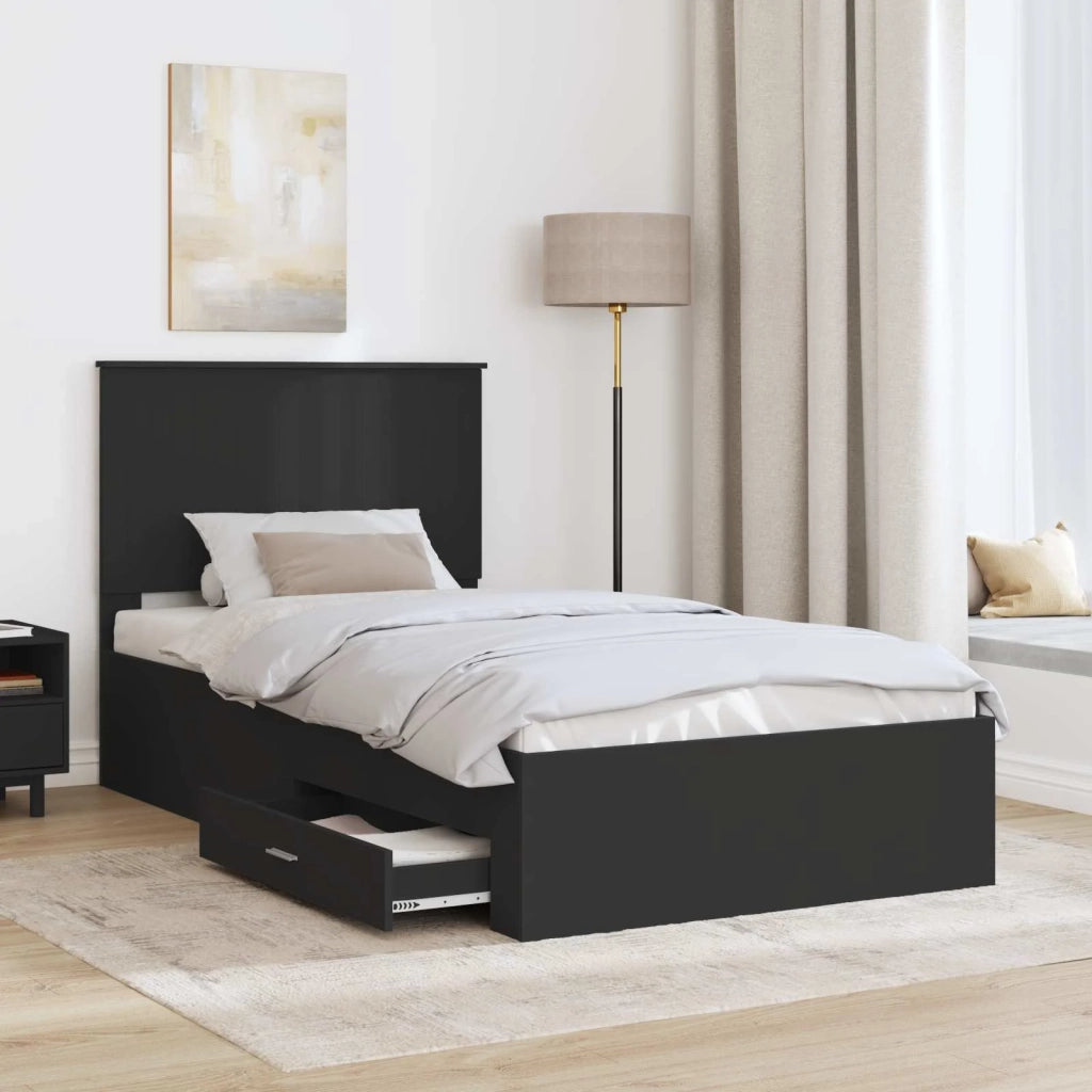 Struttura del letto con testiera Nero e Argento 90 x 200 cm 3411342