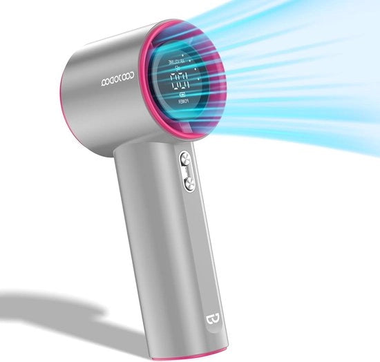Ventilatore Portatile a Mano - Ricarica USB-C - Batteria 4000 mAh - Ventilatore a Mano Turbo Mini per Viaggi Esterno Campeggio - Grigio