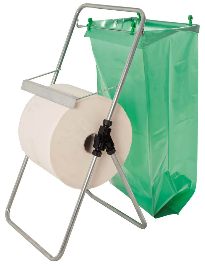 Portarotolo a Cavalletto in Acciaio con Portasacco Silver Agrati
