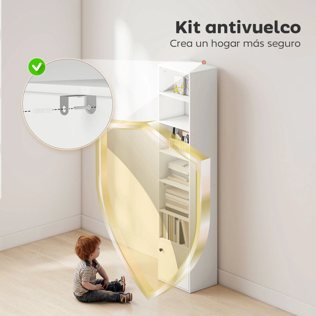 Libreria 7 Ripiani ¨C Xylo ¨C Bianco con Ante 40x30x180 cm