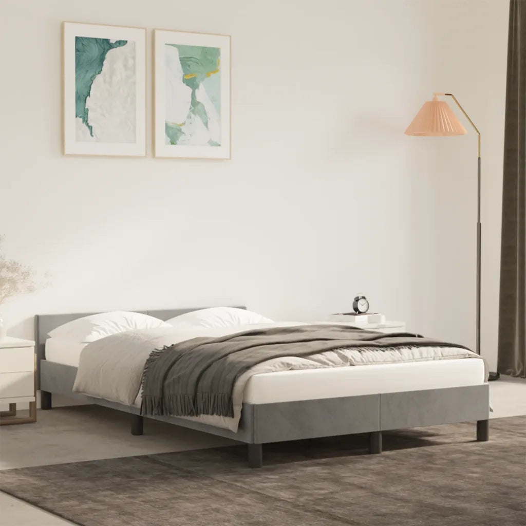 Giroletto con Testiera Grigio Chiaro 120x190 cm in Vellutocod mxl 115369