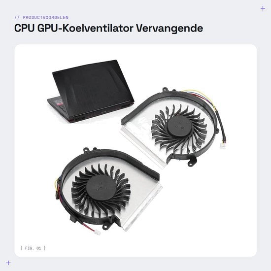 Ventilatore di raffreddamento CPU GPU - Sostitutivo ventilatore di raffreddamento - Efficienza - Alluminio - Raffreddamento - Compatibile con GE62VR e GL62M - 4-pin connessione