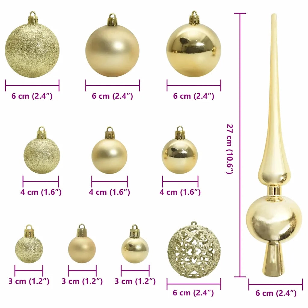 Set di Palle di Natale con 150 LED 61 pz Oro Plastica CFW1644968