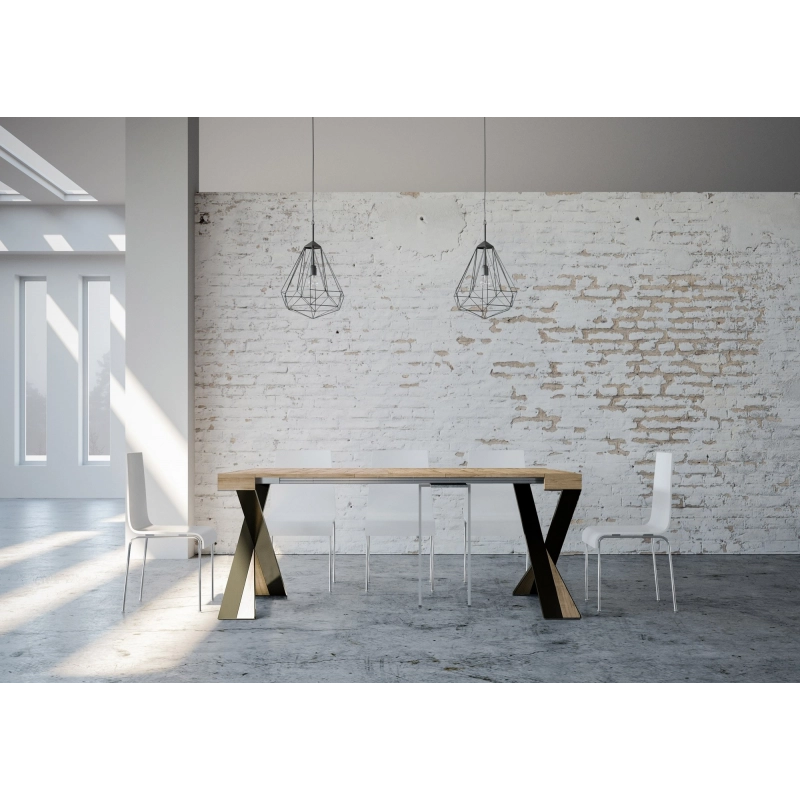 Consolle allungabile 90x40/196 cm Diago Small telaio Antracite - Quercia Natura