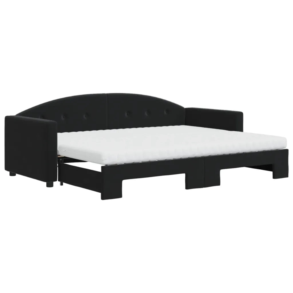 Divano Letto Estraibile con Materassi Nero 80x200 cm Velluto 3197322
