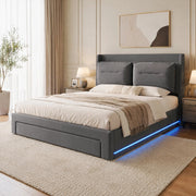 LETTO Contenitore Idraulico 140x190 cm in Velluto Grigio Scuro