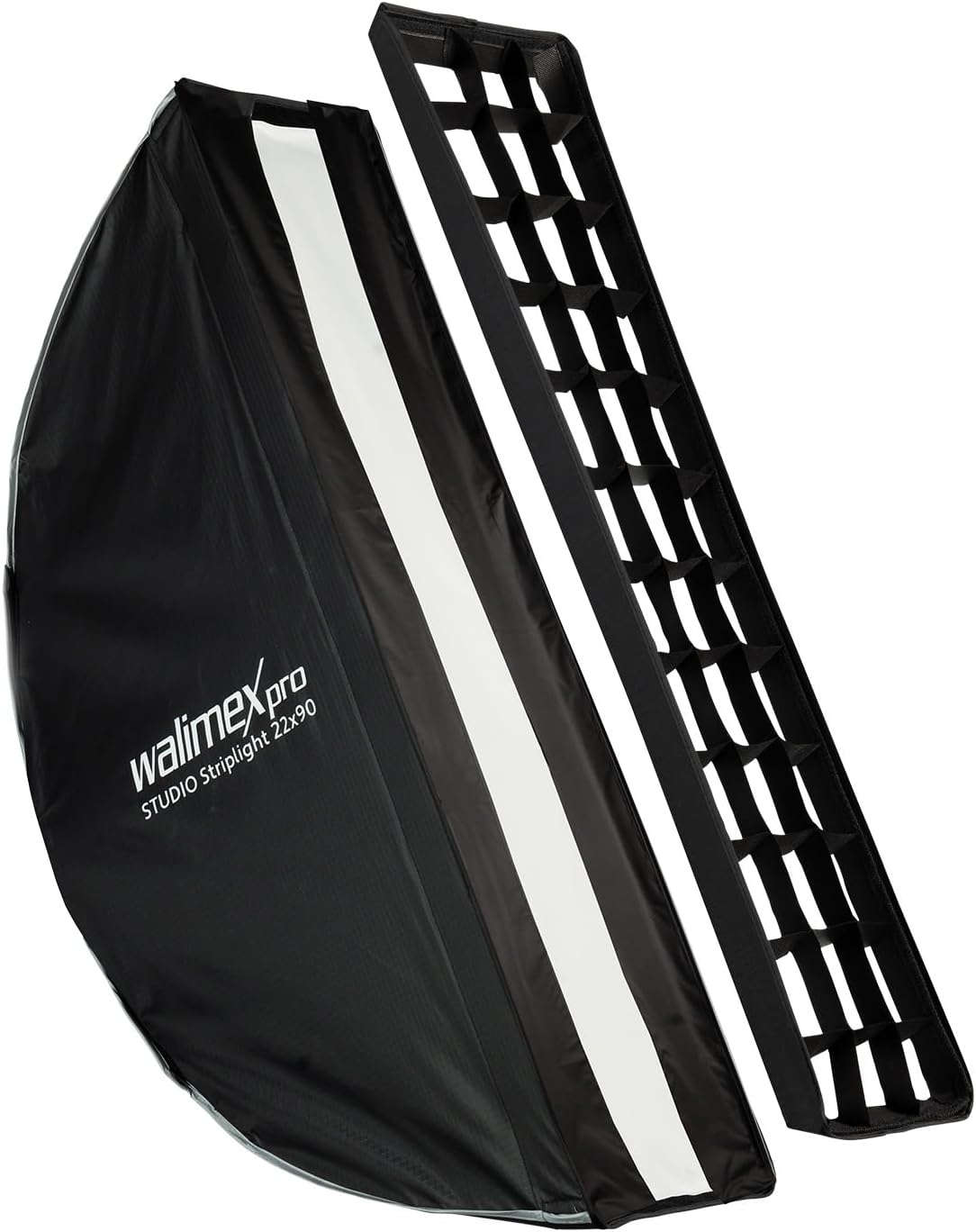 Softbox Studio Striplight 22 x 90 cm, sagomatore di luce girevole a 360°, con funzione ombrello, incluso griglia, maschera, adattatore Bowens e borsa, per fotografia di prodotti e persone