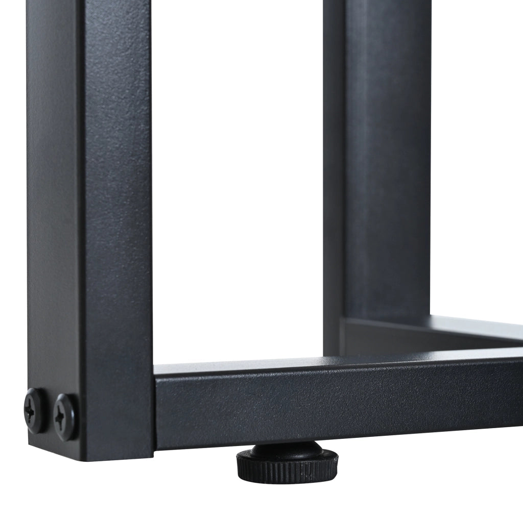 Tavolo consolle moderno bianco e nero con 2 cassetti e struttura dorata