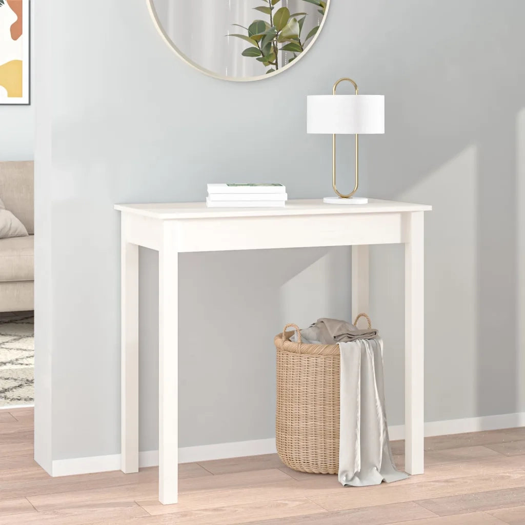 Tavolo Consolle | Tavolo d'Ingresso Bianco 80x40x75 cm in Legno Massello di Pino