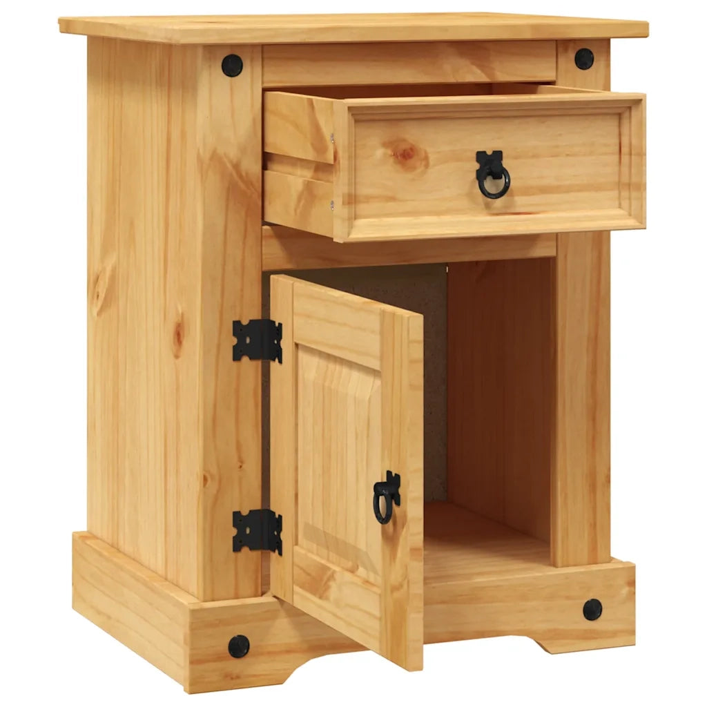 Comodino | Armadio da Notte | Mobiletto da notte in Legno di Pino Messicano Corona Range 53x39x66 cm