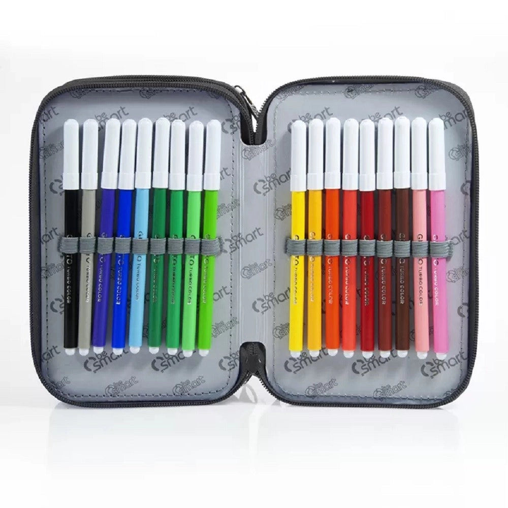 Trade Shop - Astuccio Portapastelli Triplo York Grigio Chiaro Be Smart Penne Accessori Scuola -