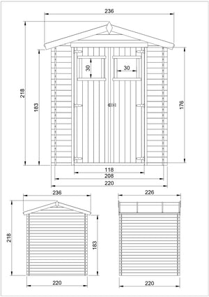 TIMBELA M369+M369G Casetta da Giardino in Legno - 4,33 m2