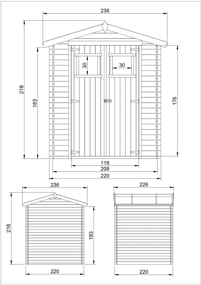 TIMBELA M369+M369G Casetta da Giardino in Legno - 4,33 m2