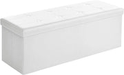 SONGMICS Cassapanca Contenitore 120L, Pouf Contenitore, Panca Poggiapiedi Pieghevole, Capacità di Carico di 300 kg, Seduta Imbottita, Bianco LSF702.