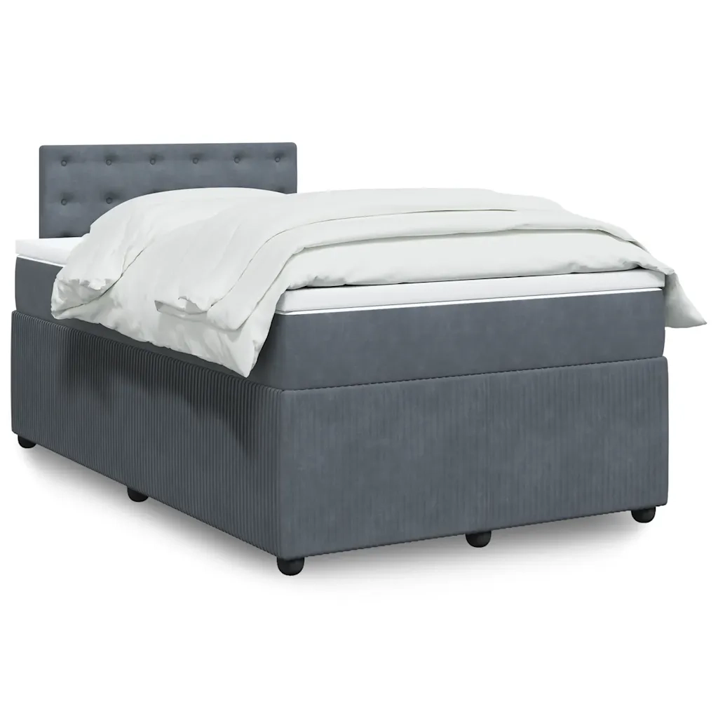 Giroletto a Molle con Materasso Grigio Scuro 120x190 cm Velluto 3287699