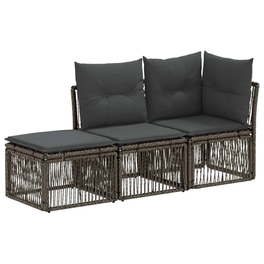 Set Divano da Giardino 3 pz 3-Numero di posti Grigio polyrattan 3434177
