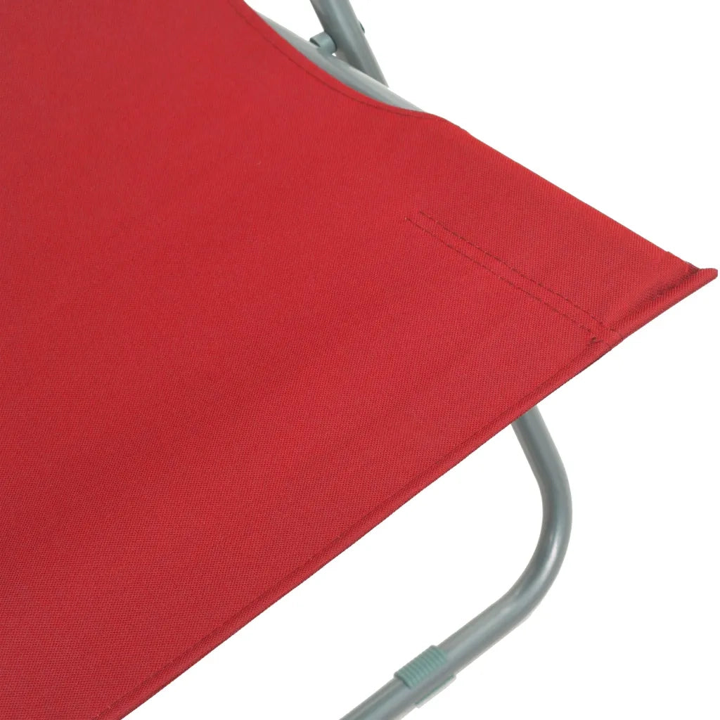 Sedia da Spiaggia Pieghevole 2 pz | Sedie da Esterno Acciaio Tessuto Oxford Rosso