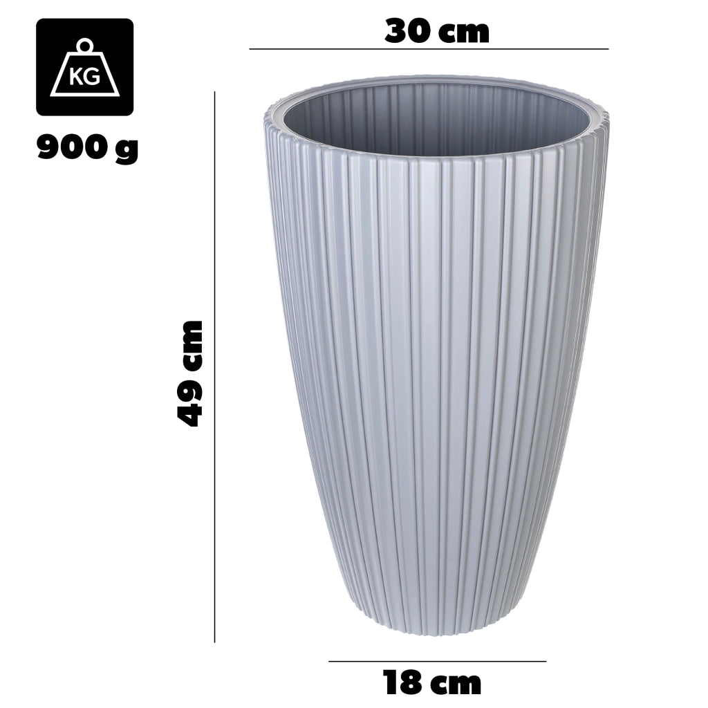 Vaso da fiori KADAX da 30 cm con coperchio e inserto, vaso in plastica grigio