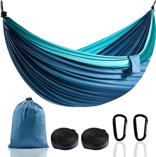Ombrello XXL per 2 Persone 300 x 200 cm - Ombrello Pieghevole Ultraleggero e Portatile - Ombrello Esterno con Capacità di Carico 300 kg - Ideale per Giardino Campeggio Viaggio Balcone e Interno (Azzurro)