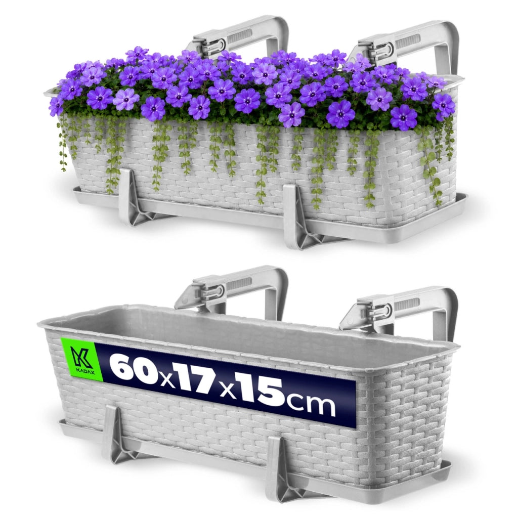 KADAX Fioriera da balcone 60 cm Vaso da fiori Supporto per vaso da fiori Maniglie Balcone
